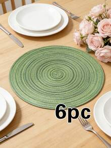 1/4/6pcs Bohemian Woven Round Placemats, Solid Color Woven Lace Tablemats, Non-Slip Pads, Home Kitchen Decor, Bowl Coasters, Suitable For Holiday Party, Birthday, Wedding, Home Decor (Multiple Colors Available) - Multicolor - View 29
