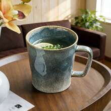 Cốc sứ tráng men cổ điển 400ml với họa tiết dòng nước chảy, cốc sứ dung tích lớn, cốc đôi cùng kiểu, cốc nước cao cấp dùng được trong lò vi sóng, thích hợp cho gia đình và bữa sáng. - Nhiều màu - Xem 5