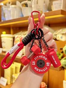 1个男女通用迷你哑铃钥匙扣配件 - 逼真的哑铃造型，适用于健身包、水壶挂钩，也可用于装饰背包、斜挎包、单肩包、钥匙扣、汽车配件、女士时尚配饰 - 男女健身励志礼物 - 彩色 - 查看 9