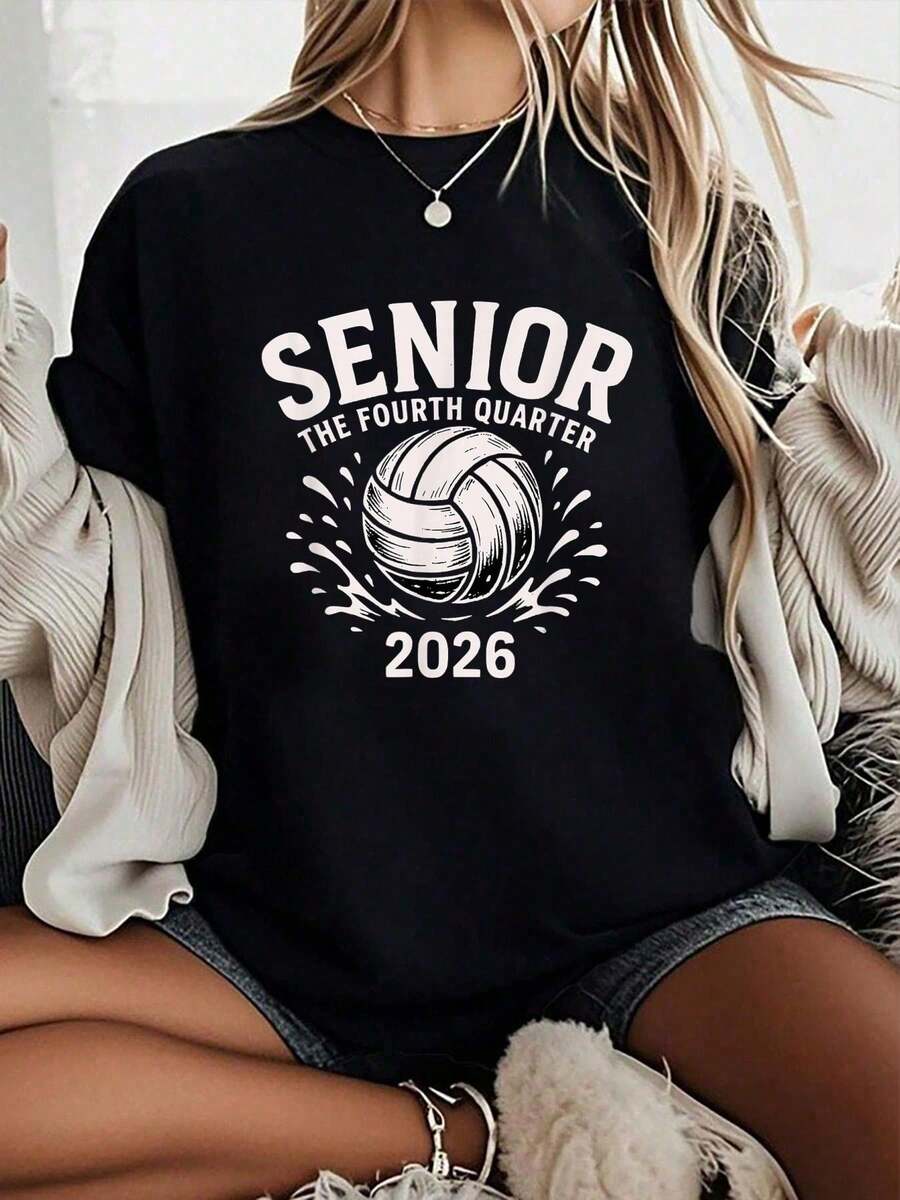 Camiseta Unisex 100% Algodón para Graduación de Polo Acuático 2026, Camisetas con Estampado Gráfico - Camiseta de Manga Corta Estampada - Negro - Ver 1