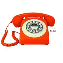 Teléfono retro teléfono con cable TelPal teléfonos antiguos teléfono de computadora antiguo teléfono fijo clásico de los años 80 para decoración del hogar y la oficina teléfono de hotel novedoso - Naranja - Ver 3