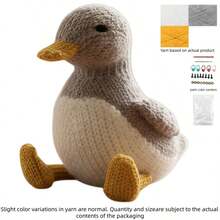 1 set Kit de tricot animal pour débutants, kit de tricot pour adultes avec tutoriels textuels étape par étape, artisanat de canard DIY pour adultes, ornements décoratifs maison mignons et amusants, cadeaux pour anniversaire, Saint-Valentin et Pâques - Canard - Voir 4