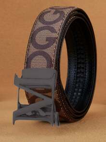 奢华M字自动扣男士皮带，复古印花百搭商务真皮皮带，适合中青年及牛仔裤搭配 - 彩色 - 查看 8