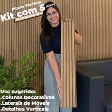 Versatile Self-Adhesive Slatted Panel Wall Covering Premium MDF Slatted Panels - 榛子橡樹 - 查看 5