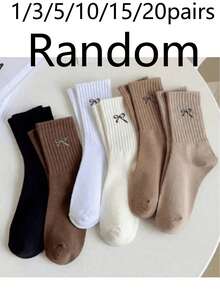 女士蝴蝶结印花休闲短袜 - 彩色 - 查看 7