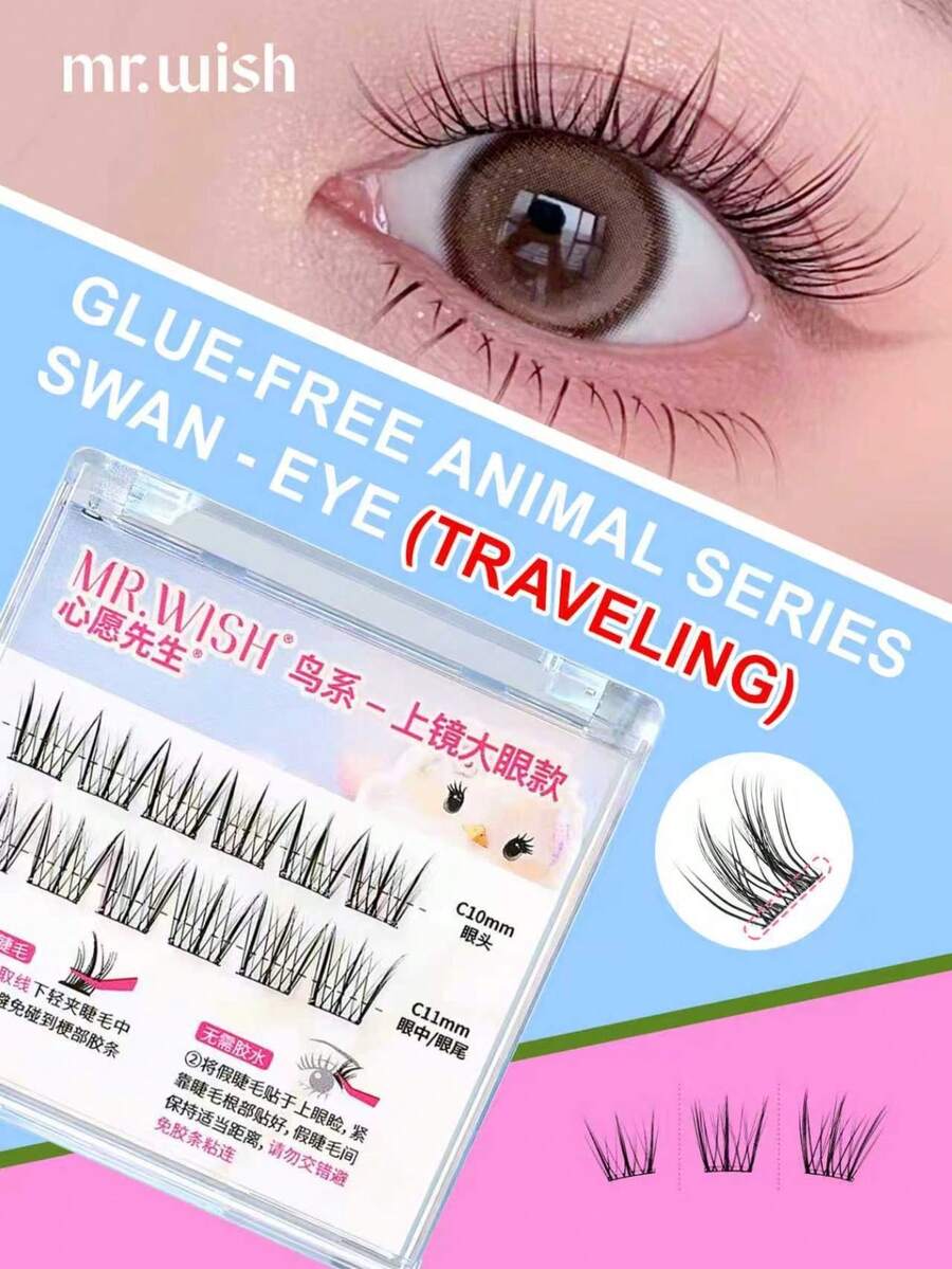 Bộ 12 cụm động vật - Bộ chim - Lông mi du lịch mắt to đẹp như ảnh Mi cong được khuyên dùng cho người mới bắt đầu Mi giả đơn không cần keo, mắt hoạt hình tự nhiên MR.WISH
