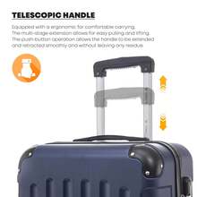 YONSLY 4-Piece Wheeled Suitcase Set With 360° Wheels, Combination Lock, Robust Double Zipper, Mesh Pocket, Soft Rubber Handle, 16/20/24/28 Inch Trolley Suitcase, Hard Shell Carry-On Luggage Set (4-Piece Set, S, M, L & XL) - 深藍 - 查看 5