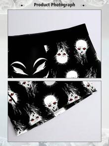 DOKER 男士趣味平角内裤，深色卡通印花，日系漫画主题，针织面料，宽松运动版型，透气吸汗，柔软亲肤，休闲运动型平角内裤 - 彩色 - 查看 6