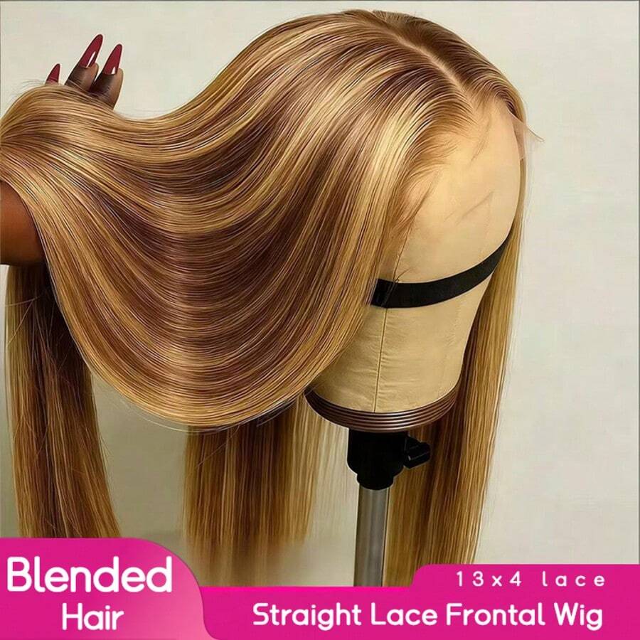 PQL 5x5 HD Lace Front Straight Human Hair Blend Wigs For Women Pre Plucked Remy Straight Frontal Wigs Glueless Human Blended Hair Wig Brazilian HD Transparent Lace Front Wigs For Women 180% Density Long Length Human Hair Lace Wigs Natural Black Color