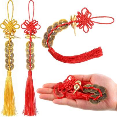 1/2 chiếc đồ trang trí treo hình quả bầu ngũ vị tử phong thủy màu vàng đỏ, dùng để trang trí xe hơi, nhà cửa, ví tiền, mang lại tài lộc và may mắn.