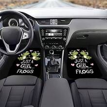 4件套青蛙图案汽车脚垫 - 防滑、易清洁、易安装 - 适用于轿车和SUV，覆盖前后排座椅，升级汽车内饰配件，完美的男女通用节日礼物 - 4件套 青蛙 - 查看 2