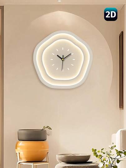 1pc Cream-Colored Cloudy Decor Modern Minimalist Wall Clock, 11.8 Inch Battery Operated Quartz Silent Non-Ticking Clock For Home Decor, Office, Classroom, School, Living Room, Bedroom, Kitchen