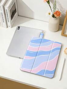 1 件装蓝粉波浪纹彩绘平板电脑保护套，兼容 iPad Mini 4/5/6/7、Air、9.7/10.2/10.5/Air 4/5、Pro 11 英寸（第十代）、Air 11 英寸（M3）2025、11 英寸（A16）第十一代 2025、Galaxy Tab A8 10.5 英寸 2022。功能：内置笔槽、三折支架、TPU 软边保护、磁吸式睡眠/唤醒、可爱设计。 - 彩色 - 查看 5