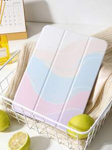 1 件装柔和粉彩波浪纹彩绘平板电脑保护套，兼容 iPad Mini 4/5/6/7、Air、9.7/10.2/10.5/Air 4/5、Pro 11 英寸（第十代）、Air 11 英寸（M3）2025、11 英寸（第十一代）2025、Galaxy Tab A8 10.5 英寸 2022，带笔槽、三折支架、TPU 边框保护、磁吸式睡眠/唤醒功能，可爱设计 - 彩色 - 查看 1