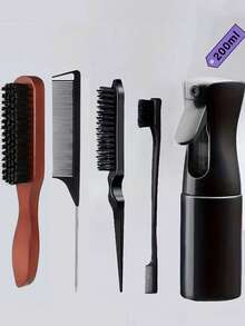 Bộ lược tạo kiểu tóc 5 món - Bao gồm chai xịt 200ml, lược đuôi nhọn và lược gỡ rối, dùng được cho cả nam và nữ, lý tưởng cho kiểu tóc vuốt ngược và kiểu tóc Pompadour. - Nhiều màu - Xem 3