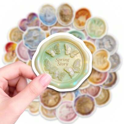 50 PIEZAS Pegatinas de sello de cera vintage con diseño de tulipán, pegatinas de sellado estéticas para diarios, scrapbooking, sellado de cartas, envoltura de regalos, decoración de planificadores, proyectos artesanales, ideal para amantes de la papelería, entusiastas del DIY, decoración de invitaciones de boda, embellecimiento de tarjetas de felicitación y manualidades creativas diarias