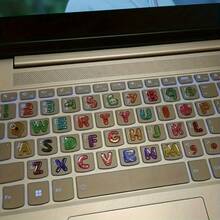 Anime-Themed Scratch-Resistant PVC Keyboard Stickers - Glossy Keycaps, Including A-Z Letters And Numbers, In Teal/Coral/Pink/Purple/Yellow/Green, Irregular QWERTY Layout, Suitable For Laptops, PCs, And Computers (Removes Without Residue) - Xem 6