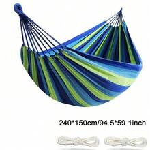 2-Person Colorful Canvas Hammock, Camping Hammock Suitable For Patio, Garden, Backyard, Outdoor And Indoor Use (Red, Blue) - Blue - View 14