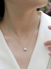 3件套优雅925银项链（5.0毫米 x 1条）、耳环（5.0毫米 x 2对）、1.5克拉莫桑石耳环项链套装，适合女性日常佩戴、参加派对、作为母亲节礼物、结婚纪念日礼物。 - 銀色 - 查看 3