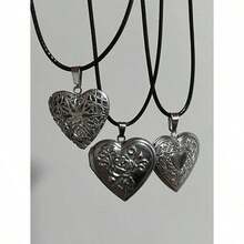 Romantic Heart-Shaped Locket Pendant, Openable, Silver-Colored, Fashionable & Unique, Photo Frame Necklace, Suitable For Both Men And Women, Gift For Valentine's Day, Mother's Day - 銀級 2 - 查看 6