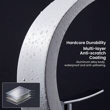 亮白色弧形宽面盆龙头，镀层把手，现代清新冷热水双控浴室台盆龙头，G1/2通用螺纹，配有2根40厘米软管和2个G3/8转接头 - 白色 - 查看 5