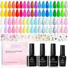 Beetles 36 Colors Gel Nail Polish Set, Pastel Jelly Pink Purple White Green Glitter Gel Kit With Base & Top Coat, Nail Tools, Soak Off UV Nail Art, Salon DIY Manicure Gift For Women - 36 colors Pastel Polish - 查看 1