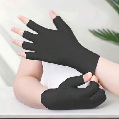 1 Pair Compression Fingerless Gloves, Anti-Slip Breathable Care Gloves, Sports Cycling Gloves, Joint Pressure Relief Protection Outdoor Sports Gloves