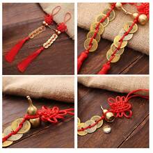 1pc/4pcs Feng Shui Good Luck Pendant (Metal Gourd With 5 Coins) As A Blessing Gift Brings Health, Success, Tranquility, And Wealth. Suitable For Car Furniture, Bags, Homes, Offices, And Other Scenes - Multicolor - View 4