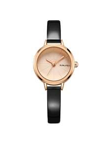1pc Minimalist Elegant Women's Quartz Watch Fashion Classic Small Round Dial Premium Alloy Material Retro Temperament Elegant Minimalist Subtly Luxurious Style Perfectly Complements Modern Casual Wear - Black - View 4