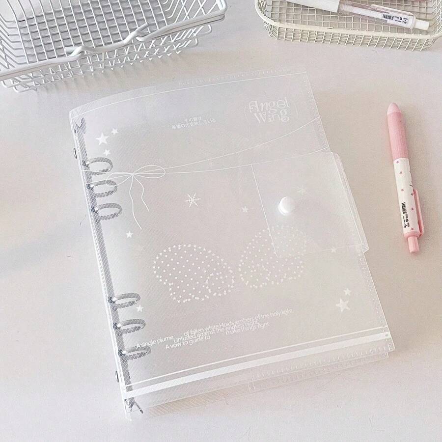 A5 Loose Leaf Binder, Ins Style Ring Binder, PP Peel-Off Notebook, Inner Core Cover, Notepad, Diary, Office Planner B4LW - Angel Wings - View 1