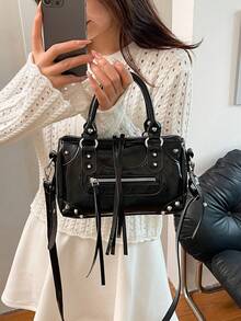 2026 Spring New Women's Casual Pillow Shoulder Bag, Unique Personalized Minimalist Chic Crossbody Bag - Black - View 6