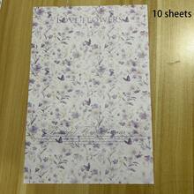 10 hojas de papel de seda para envolver con tema morado, papel de regalo, papel de regalo violeta con diseños florales suaves, papel kraft de alta calidad para regalos y arreglos florales - Multicolor - Ver 10