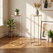 3件套现代简约金色金属花盆架，植物架，不同尺寸（60厘米/80厘米/100厘米），室内种植架，阳台花架，金属花架，派对花架 - 圓形花架 - 查看 6