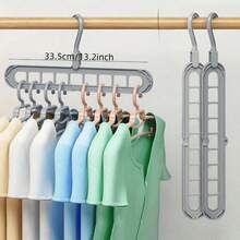 Durable And Foldable Plastic Hanger Storage Set -9-Hole Space Saving Design, Suitable For Wardrobes, Wardrobes, Homes, And Dormitories - High Quality Organizer, Durable And Flexible Storage Solution - Gray - View 4