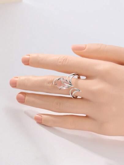 Elegant Vintage Pink Teardrop Silver Open Ring, Fashionable Creative Women's Jewelry, Perfect Holiday Jewelry