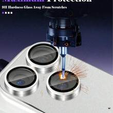 Alloy Shockproof 9H Tempered Glass Camera Lens Protector Film Compatible With Iphone 17 Series Full Coverage Ultra-Clear Lens Film Compatible With Phone Case Anti-Scratch Anti-Shock Metal Camera Lens Protective Cover Spring Gift - Silver - View 4