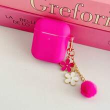 花朵图案单件装苹果黑白花卉链条耳机保护套，兼容 1/2/3/Pro/Pro 2无线耳机，保护套，男女朋友礼物，兼容 4 - 玫瑰紅 - 查看 7