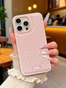 1个粉色波点UV印花图案粉色鼓包荔枝纹理手机壳，适用于 17-11 Pro Pro Max Plus，适合各种场合的礼物 - 粉紅波點 - 查看 1