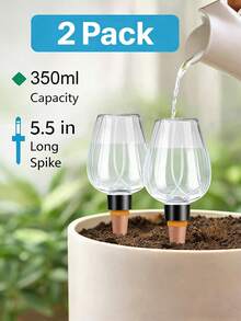 1/2入 11.8oz 自動緩釋控制植物澆水系統 居家園藝植栽工具 適用室內外 多肉植物與鮮花 無需用電 自動滴灌裝飾設備 - 多款1 - 查看 11