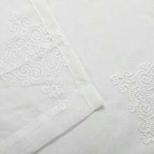 Superior Quality Lightweight Embroidered Damask Sheer Stainless Grommets Window Treatment Curtain Panel Set of 2 52" x 108" - White - Blanco - Ver 4