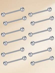 12 chiếc khuyên ngực và khuyên lưỡi bằng thép không gỉ 316L dành cho nam và nữ, khuyên thẳng 14G, kích thước 12mm, 14mm, 16mm, 18mm, khuyên tròn 5mm. - Phiên bản quả cầu ánh sáng - Xem 5