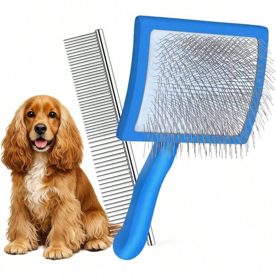 Slicker Brush For Dogs,  Pin Dog Brush For Cockapoo Cavapoo Doodles Poodles Goldendoodle Labradoodle - Blue - View 1
