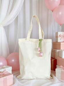 1/5/10 Pcs Set Of Reusable Canvas Tote Bags With Removable 3D Floral Decor, 4 Sizes Available, Gift Bags For Weddings, Bridal Showers, Baby Christenings, Holidays, Birthdays, Parties, Spring Events, SPA Parties, Candy Distribution, Guest Gifts, Employee Appreciation, Daily Shopping And Travel, Practical Gifts For Sisters, Friends, Mothers, Teachers, Classmates - View 17