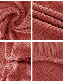 1 Piece, Abstract Pattern Check Bench Cover, Jacquard Elastic Fabric, Modern Minimalist Style, Thick And Long, Durable And Stain-Resistant, Cat-Proof, Suitable For Homes, Offices, Benches, Piano Stools, Chairs, Etc. - Burgundy - View 5