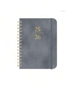 1pc 2025-2026 Weekly & Monthly Planner Notebook, Leather Spiral Bound Agenda, Office Diary, Student Writing Memo Pad, Calendar - 25-26mm Notebook - View 16