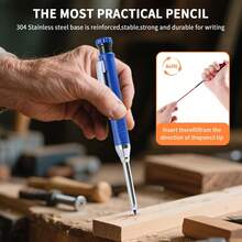 1/7Pcs Carpenter Pencil Set - Heavy Duty Mechanical Pencil Kit, Red & Black Mechanical Pencils With 2.8mm Multi-Color Leads + Deep Hole Long Nib Design, Built-In Sharpener & Marking Tool For Woodworking, Construction,Architect Marking & DIY Projects - Multicolor - View 5
