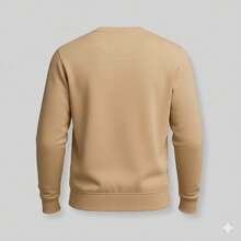 Men's Printed Streetwear Crew Neck Sweatshirt, Warm For Cold Days, 3 Triangles - 米色 - 查看 4