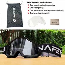 1 Set Of Outdoor Cycling Goggles, Motorcycle Off-Road Dustproof Goggles, And Sports Windproof Ski Goggles, With A Storage Bag And Lens Cleaning Cloth. Colored And Clear Lenses Are Available. Suitable For Cycling, Skiing, And Surfing. - 彩色 - 查看 5