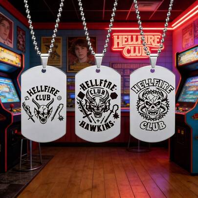 1pc 2026 New Stainless Steel Necklace Pendant, Personalized Bright Military Brand Pendant, Birthday Party Gift, Student Party Street Style Decoration, Dark Street Style Necklace, Student Party Affordable Item (Random Style)