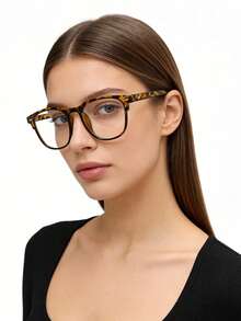 男女通用方形时尚眼镜，铆钉透明眼镜配件，女士眼镜装饰 - 彩色 - 查看 3